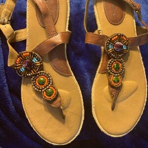 Boc beaded sandals, gently used